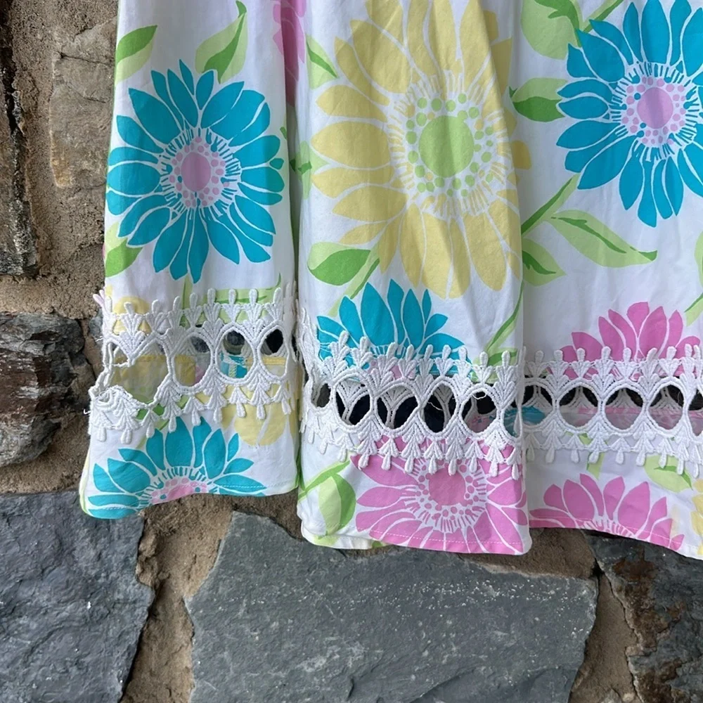 Vintage Lilly Pulitzer pastel floral A-line cotton skirt